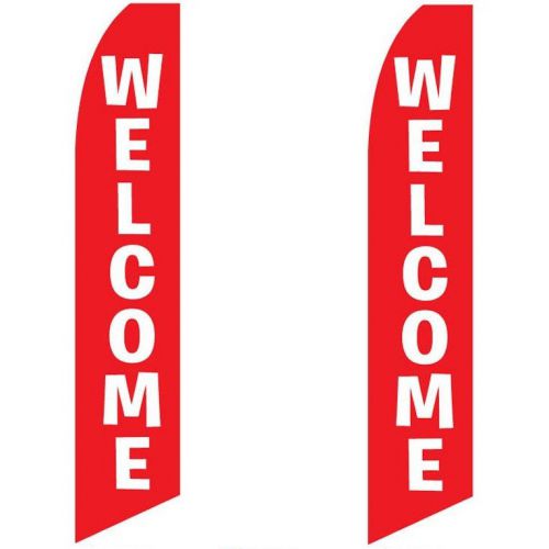 Swooper Flag 2 Pack Welcome Red With White Text