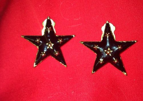 Beautiful Black Star Earring  Clip Ons Great For Christmas