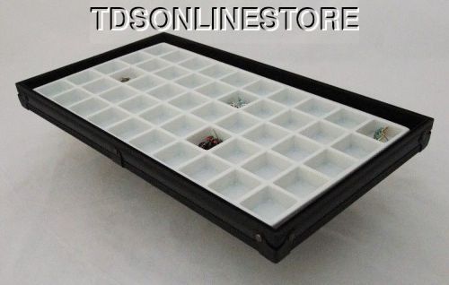 Stackable Black Aluminum 50 Slot Earring/Jewelry Display Tray White