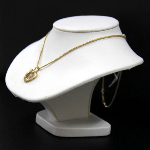 Neckform Bust Necklace Display Low White Faux Leather 7 5/8&#039;&#039;