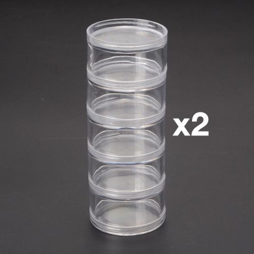 2x Caddy Stackable Beads Display Storage Container Box Case 5 Tier 50x128mm NEW
