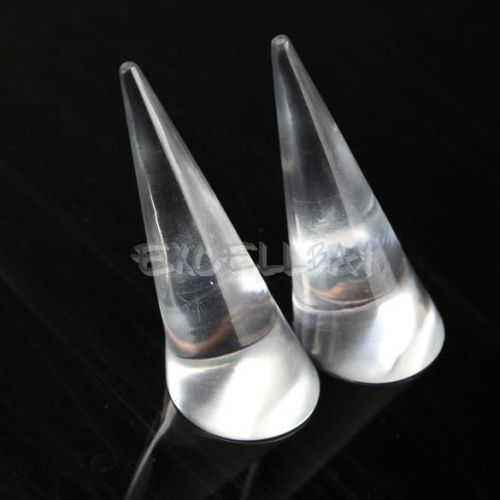 2PCS Jewelry Ring Display Holder Stand Cone Shape Acrylic Transparent  E0Xc