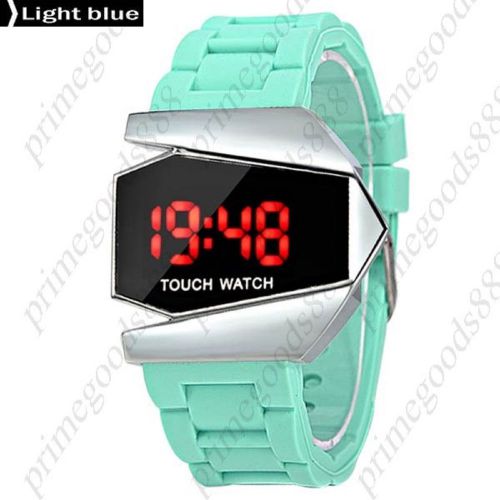 Sport Touch Screen Digital LED Wrist Wristwatch Silicone Band Sports Light Blue