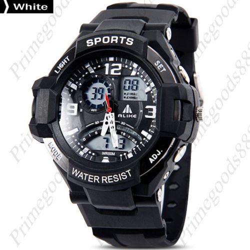 Silicone band analog digital led wrist men&#039;s wristwatch free shipping white for sale