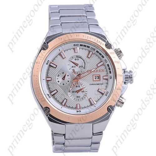 Stainless steel men&#039;s analogue quartz wrist watch date display free shipping for sale