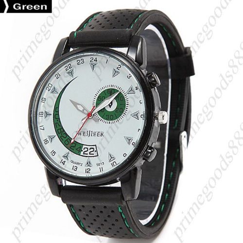 Fashion Silica Gel Big Round Quartz Analog Men&#039;s Wristwatch Free Shipping Green