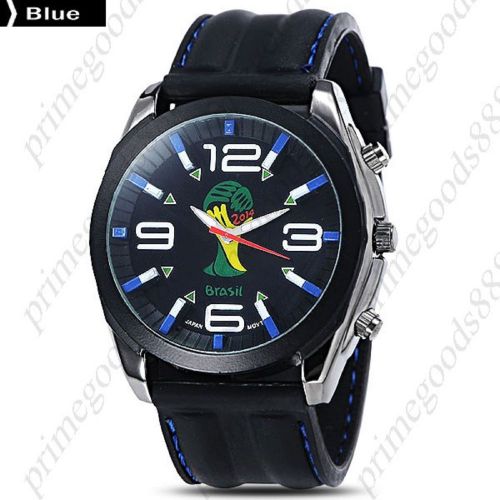 Brazilian World Cup 2014 Brazil Silica Gel Wristwatch Quartz Analog Men&#039;s Blue