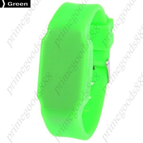 LED Unisex Wrist Watch Silica Gel Band in Green Free Shipping WristWatch