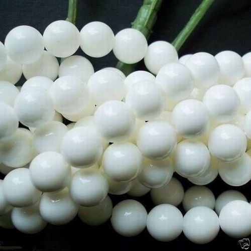 AAA+++ 8mm Natural Huge Round White Jade Gemstone Hematite Loose Beads 15&#039;