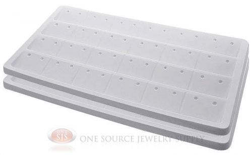 2 White Insert Tray Liners W/ 24 Compartment Earrings Organizer Jewelry Display