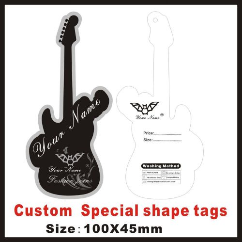 500pcs Custom guitar Special shape clothes tags ,print your logo on tags