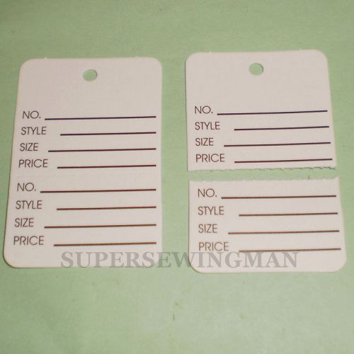 300 pcs. 1-1/4&#034;x1-7/8 white  clothing price hang  tagging tag tagger gun labels for sale