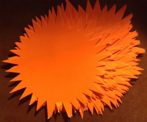 7&#034; x 7&#034; - 25pk Fluorescent Orange Star Burst Price Tag Neon With Sticky Strip