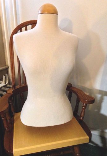 Curvy Female Half Body Mannequin Medium Torso Solid Wood Base Excellent Cond