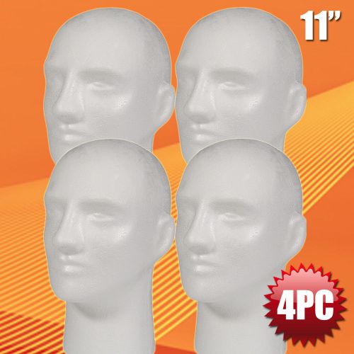 New male styrofoam foam mannequin manikin head 11&#034; wig display hat glasses 4pc for sale
