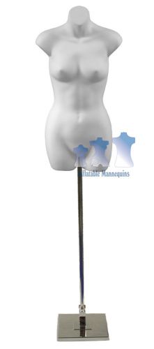 Female 3/4, white and tall adjustable mannequin stand with 10&#034; square base for sale