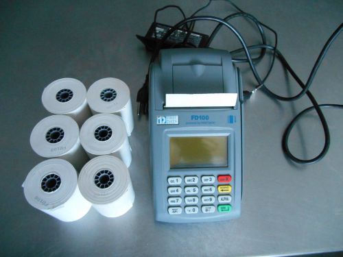 First Data FD100 Credit Card Terminal w/ 6 extra roll of paper