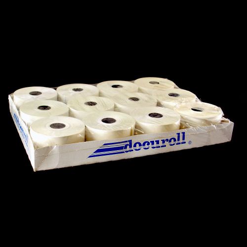 Docuroll lot of 12 white canary 2 ply register paper rolls 1 3/4” wide for sale