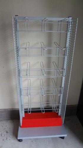 Heavy duty 4 1/2&#039; in-store retail display hanging hook rack grey/red on wheels for sale