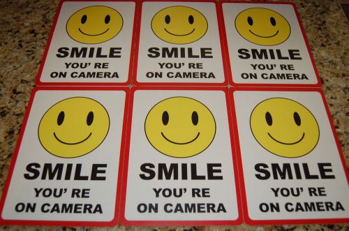 6 Pack - Smile You&#039;re On Camera Signs 7x10 Size Business Sign Store Video Notice