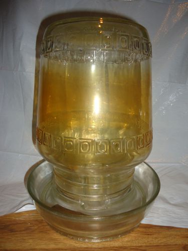 Vintage glass  chicken water  / feeder national ideal  rare yellow tint for sale