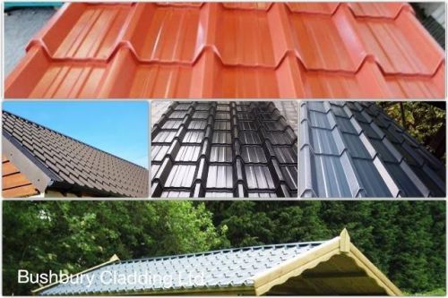 Tile effect roof / roofing sheets / juniper green