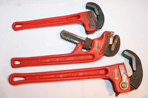 Ridgid rapid grip h.d 14&#034; h.d 10&#034; heavy duty e12 steel pipe wrench set 3pc for sale