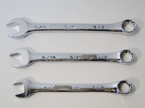 3 pc sk usa 5/8, 9/16 &amp; 1/2 combination wrench set 88220, 88218 &amp; 88216 for sale