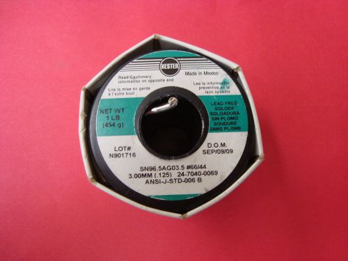 SN96.5AG03.5 #66/44 Solder Wire - 3.00mm ANSI-J-STD-006 B - 1lb Lead Free Kester