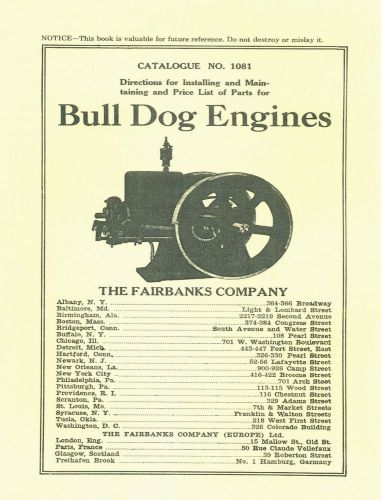 Bull dog engine catalogue no. 1081 for sale
