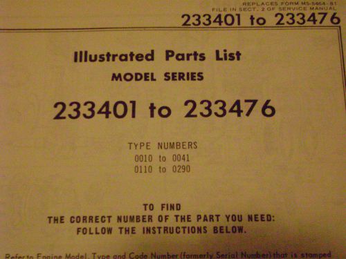 briggs and stratton parts list model series 233401 to 233476