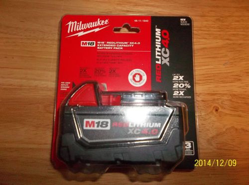 milwaukee m18 red lithium xc 4.0 48-11-1840 battery NEW last one