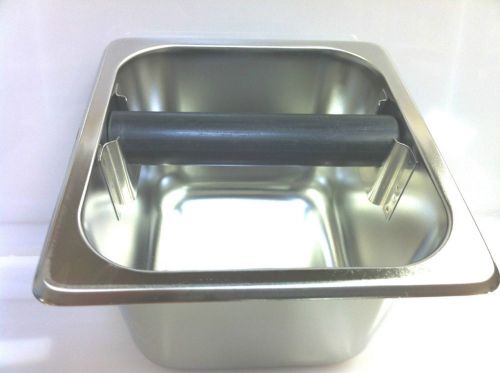 Upda-kb-164, espresso, knock box, stainless steel, 4&#034; deep ( new ) for sale