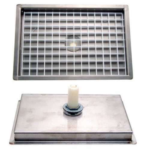 8 1/8&#034; flanged mount drip tray w/ drain &amp; splash grid - stainless steel - beer for sale