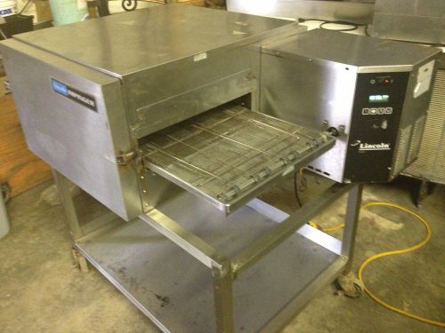 1116 LINCOLN IMPINGER GAS CONVEYOR PIZZA OVEN WITH STAND IN WORKING ORDER