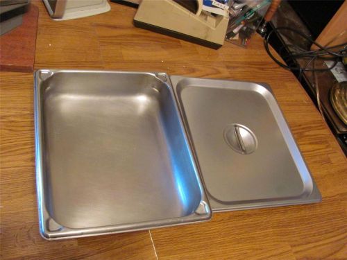 1 COMMERCIAL VOLLRATH STAINLESS STEAM TABLE SUPER  PAN HALF X 2 1/2&#034;+ LID-GUC