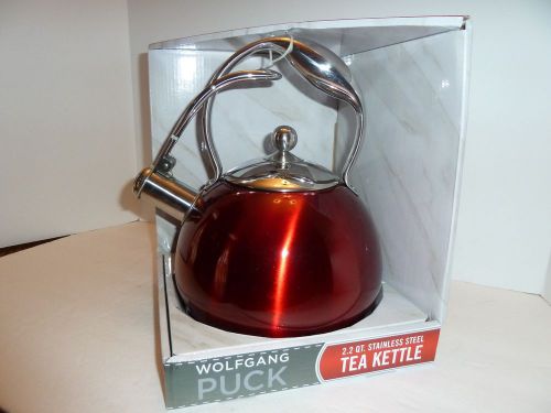 Wolfgang puck 2.2-qt. red stainless steel tea kettle polished steel for sale