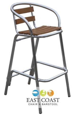 New gulf coast collection poly-teak outdoor bar stool with aluminum frame for sale