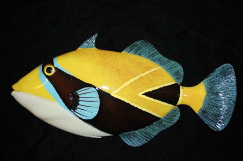 (1),12&#034;, SEAFOOD RESTAURANT DECOR, SALTWATER FISH DECOR, BLACK, YELLOW,FISH F-77