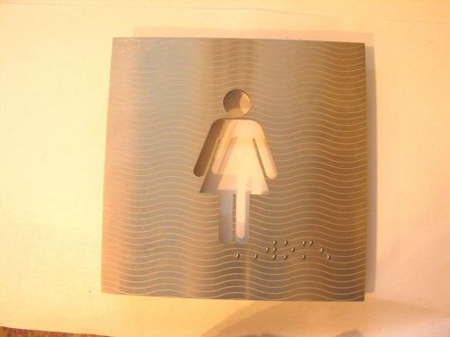Heavy Duty Metal Silver Braille Restroom Signs 6&#034; x 6&#034; Bathroom Washroom