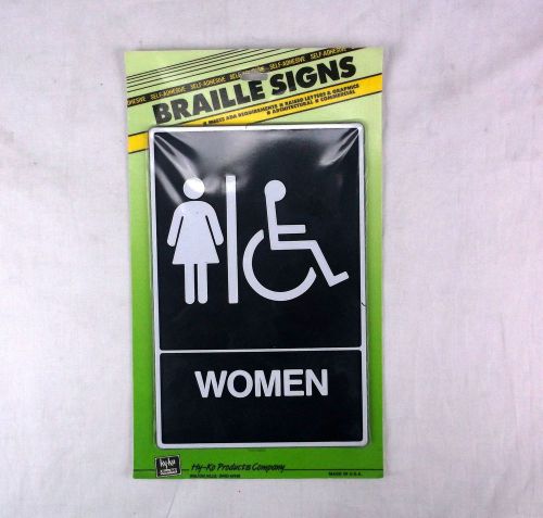 Womens Hanicapped Restroom Braille Sign ADA Approved HY-KO Made in USA 9&#034; x 6&#034;