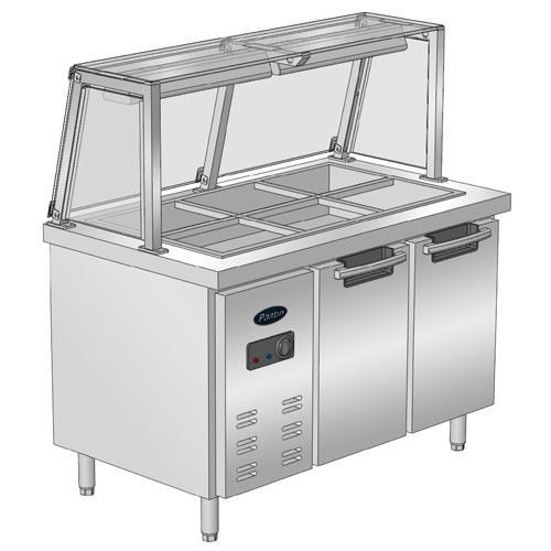 STAINLESS STEEL COLD Sandwich/Salad Preparation Table &amp; Glass Cover  PSPT-48R