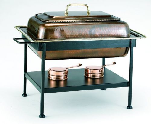 Old dutch 8 qt rect. chafing dish, antique copper over s/s, 23 x 13 inches for sale