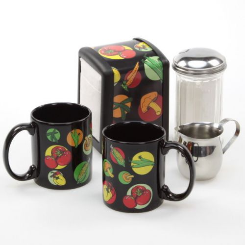 Farm Stand Veggies Diner Napkin Dispenser Coffee Mugs Tabletop Gift Set