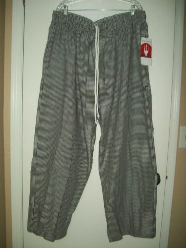 Black &amp; White Check CHEF WORKS Baggie Pants Men&#039;s Woman&#039;s Size 4XL NWT