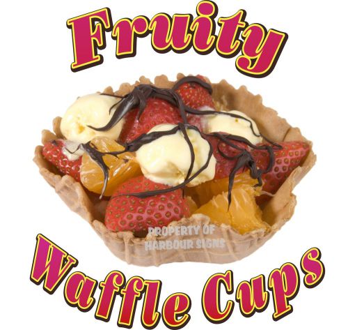 Fruity Waffle Cups Decal 14&#034; Fruit Concession Food Truck Restaurant Vinyl Menu