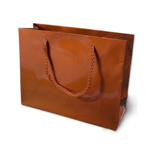 100 copper metallic euro tote shopping bags 9&#034;x3.5&#034;x7 rope handle gift bags for sale