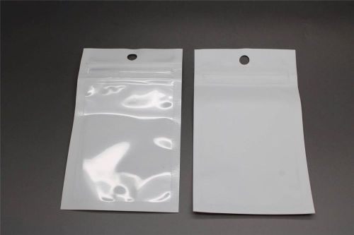 Multiple sizes - white transparent ziplock plastic bags w/ hang hole tab tag for sale