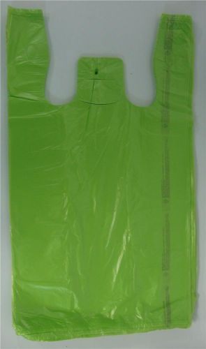 500 Qty. Green Plastic T-Shirt Retail Shopping Bags w/ Handles 11.5&#034; x 6&#034; x 21&#034;