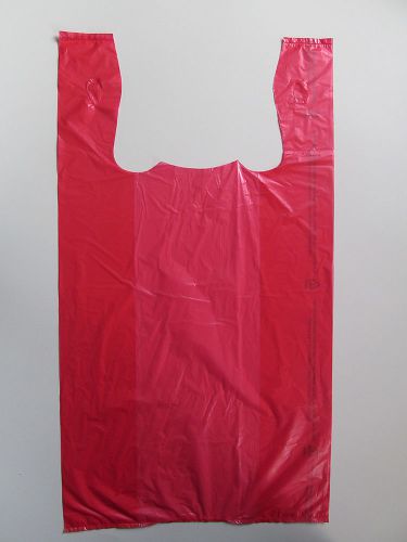 100 Red Plastic T-Shirt Bags with Handles, 11 1/2 x 6 x 21&#034; Medium